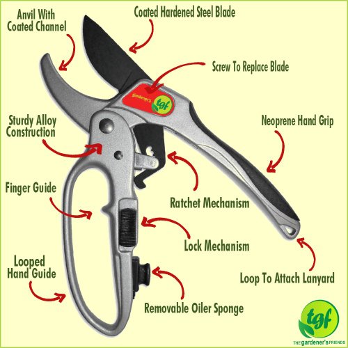 Ratchet Pruning Shears Gardening Tool Anvil Pruner Garden Shears with