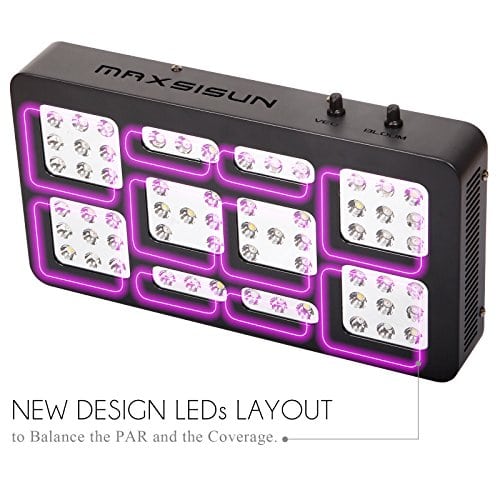MAXSISUN Dimmable 300W LED Grow Light 12band Full Spectrum Veg and
