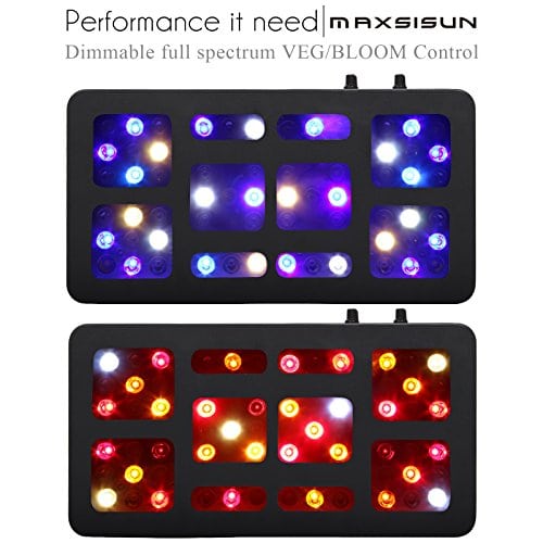 MAXSISUN Dimmable 300W LED Grow Light 12band Full Spectrum Veg and